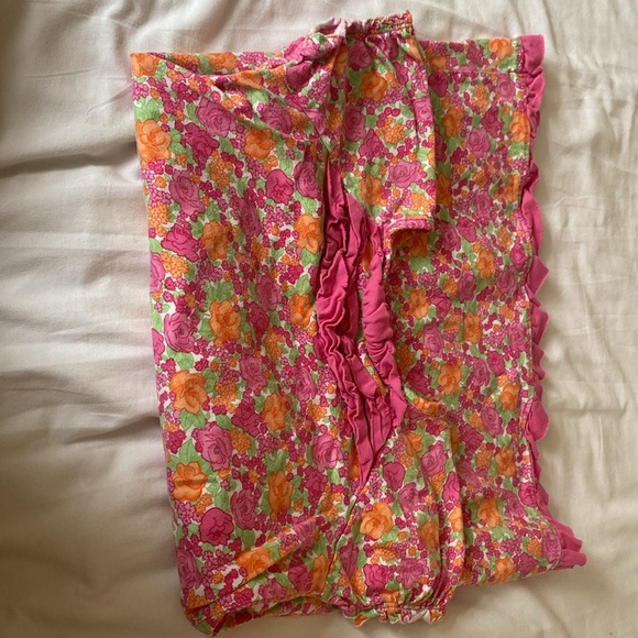 Hanna Andersson Gorgeous Pink Floral Ruffle Spring Shift Dress 6-7 EUC - Picture 3 of 5